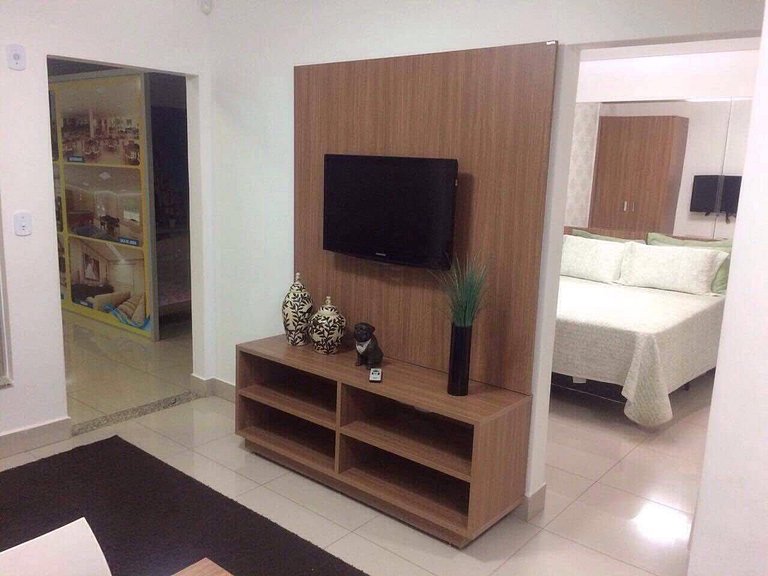 Apartamento Encontro das Águas com roupas de cama